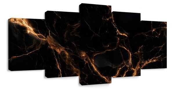 Quadri 5 pezzi – Venature dorate nell'oscurità