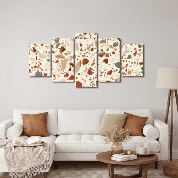 Quadri 5 pezzi – Terrazzo dai toni caldi
