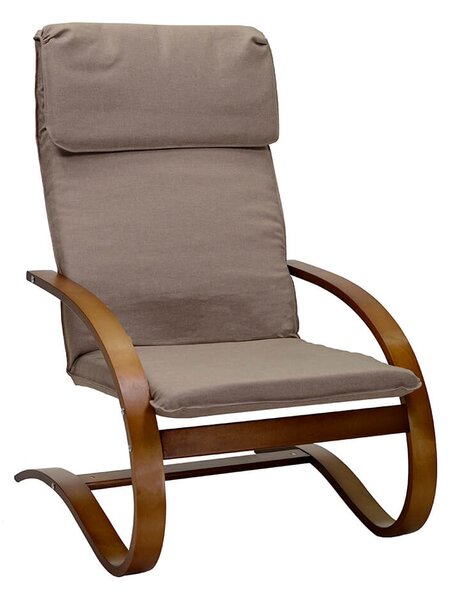 Poltrona in Tessuto e Legno con Cuscino 67x82xH94cm Crema