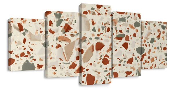 Quadri 5 pezzi – Terrazzo dai toni caldi