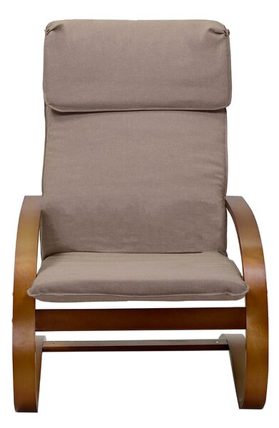 Poltrona in Tessuto e Legno con Cuscino 67x82xH94cm Crema