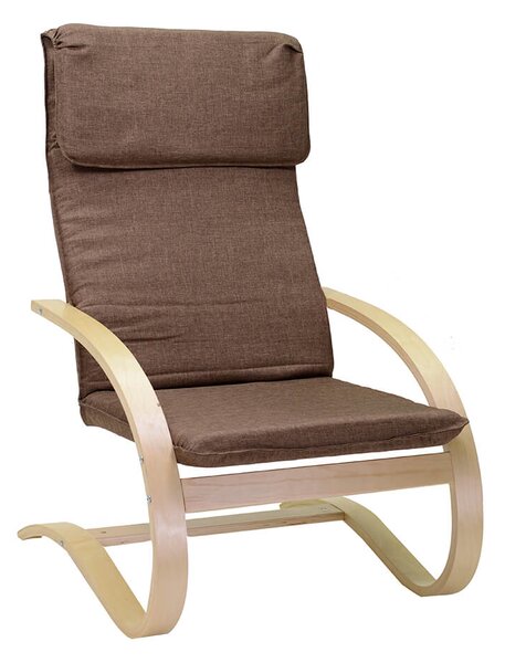 Poltrona in Tessuto e Legno con Cuscino 67x82xH94cm Marrone
