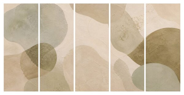 Quadri 5 pezzi – Astrazione delicata nei toni della terra