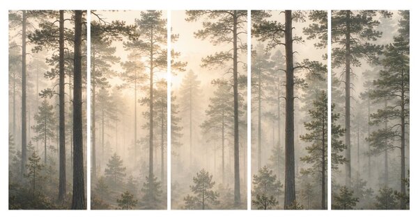 Quadri 5 pezzi – Albero della vita nella nebbia