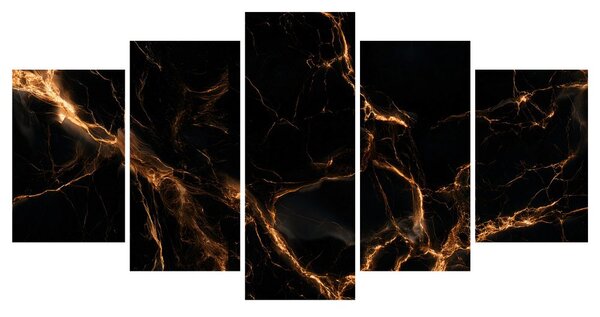 Quadri 5 pezzi – Venature dorate nell'oscurità