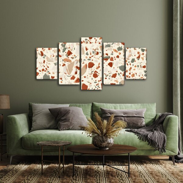 Quadri 5 pezzi – Terrazzo dai toni caldi