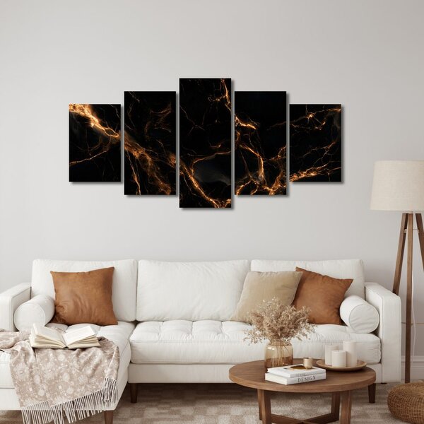 Quadri 5 pezzi – Venature dorate nell'oscurità