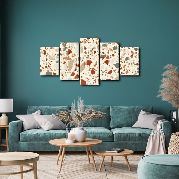 Quadri 5 pezzi – Terrazzo dai toni caldi
