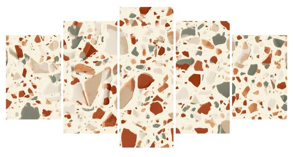 Quadri 5 pezzi – Terrazzo dai toni caldi