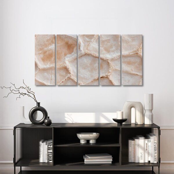 Quadri 5 pezzi – Struttura beige dell’onice
