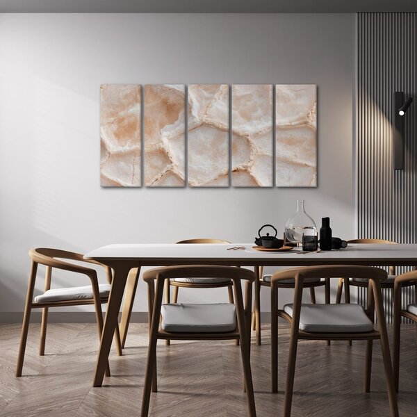 Quadri 5 pezzi – Struttura beige dell’onice
