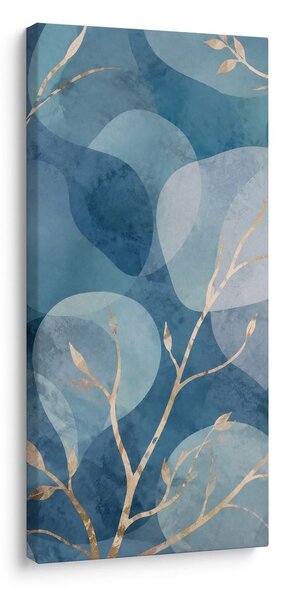 Quadro su tela – Rami decorativi tra forme blu
