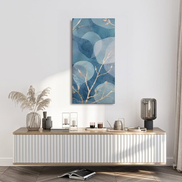 Quadro su tela – Rami decorativi tra forme blu