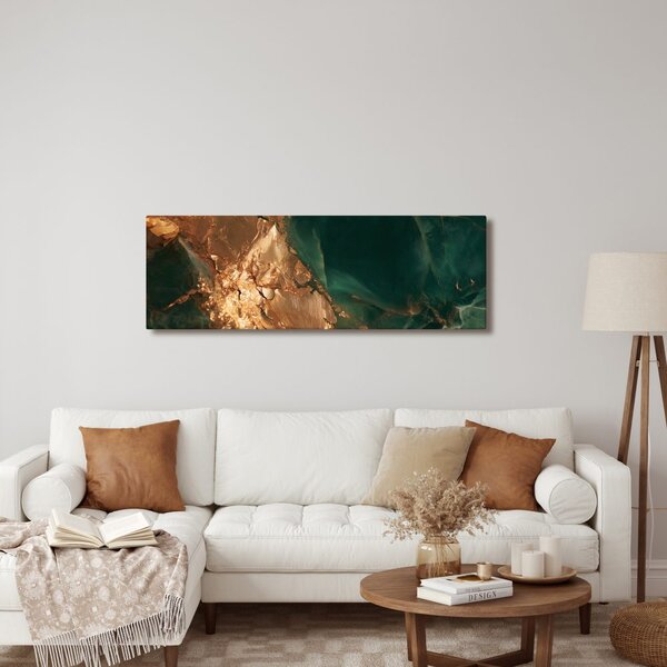 Quadro su tela – Texture dorata di lusso con turchese