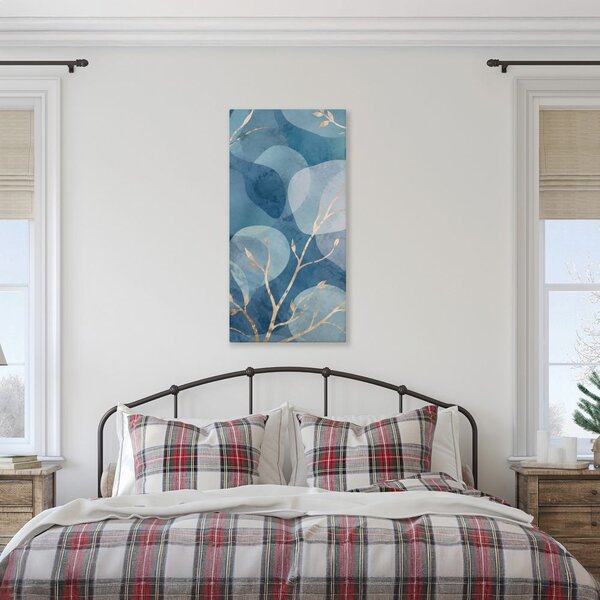 Quadro su tela – Rami decorativi tra forme blu