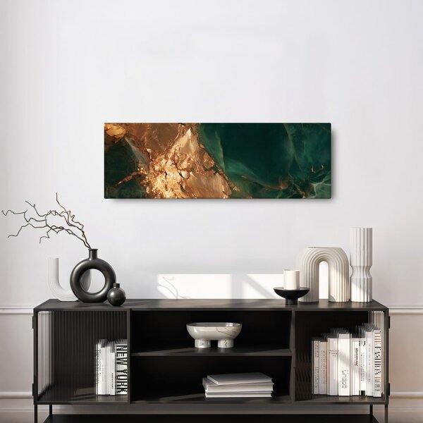 Quadro su tela – Texture dorata di lusso con turchese