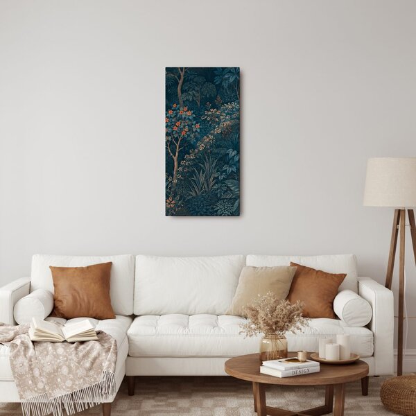 Quadro su tela – Giungla esotica nei toni del blu