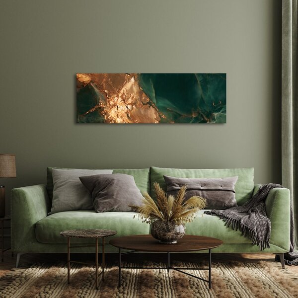 Quadro su tela – Texture dorata di lusso con turchese