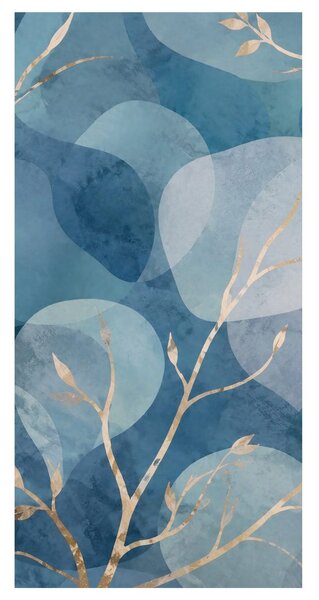 Quadro su tela – Rami decorativi tra forme blu