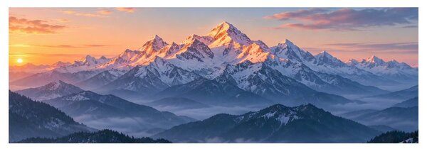 Quadro su tela – Panorama alpino all’alba