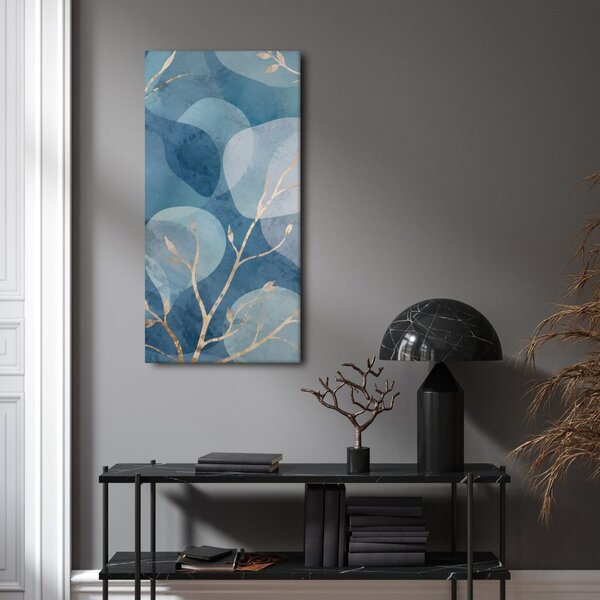 Quadro su tela – Rami decorativi tra forme blu