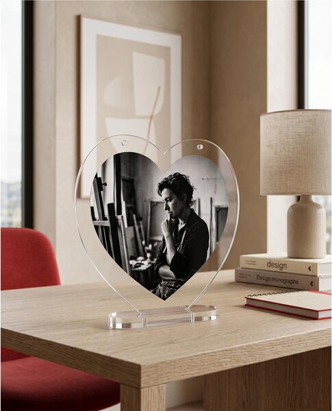 Portafoto Singolo in plexiglass con doppio Cuore Line LOVIA Dimensioni 22x5x h 22,5 cm Stile moderno colore Trasparente