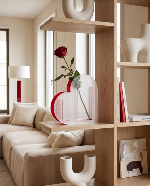Vaso Portafiori Profumatore Linea LOVIA Small diametro 22x4,5x h22,5 cm contenitore trasparente rosso spessore 3 mm