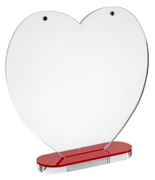 Portafoto Singolo in plexiglass con doppio Cuore Line LOVIA Dimensioni 22x5x h 22,5 cm Stile moderno colore Rosso