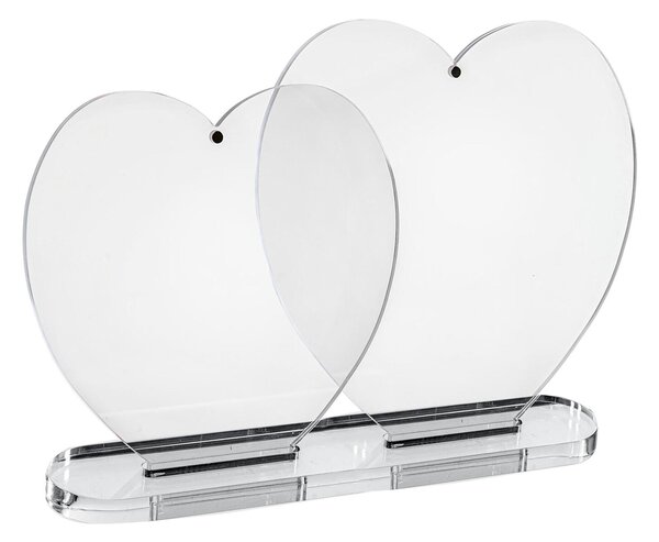 Portafoto doppio in plexiglass con doppio Cuore Line LOVIA Dimensioni 34x8x h 22,5 cm Stile moderno colore Trasparente
