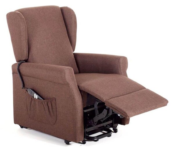 Poltrona Alzapersona Elettrica 2 Motori in Tessuto Vittoria Marrone