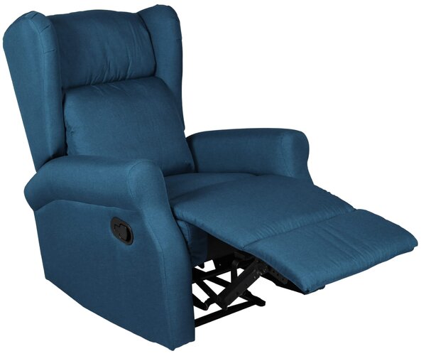 Poltrona Relax Manuale Reclinabile in Tessuto Vandi Blu