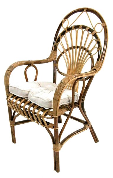 Poltrona Alta da Giardino in Rattan con Cuscino 61x63H43/99cm Sole