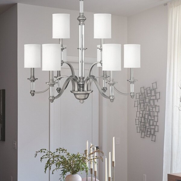 Hinkley HK-SUSSEX9 - Lampadario a catena SUSSEX 9xE14/40W/230V cromo opaco