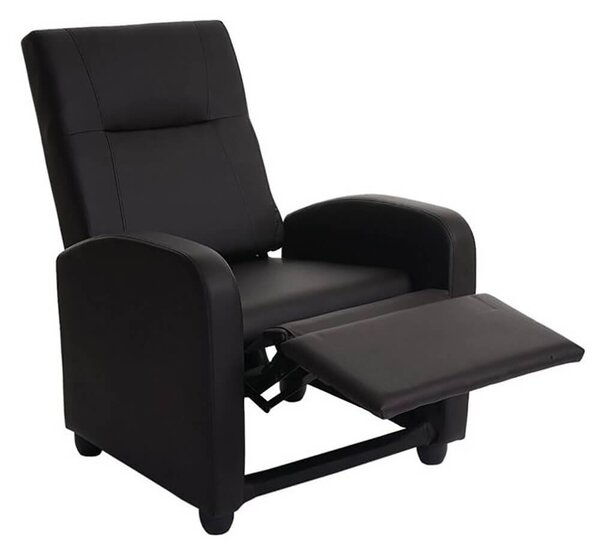Poltrona Relax Manuale Reclinabile in Similpelle Vandi Nera