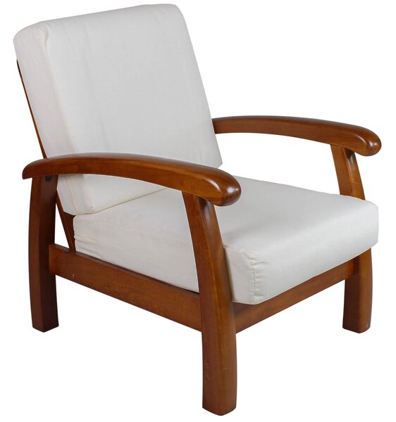 Poltrona in Legno con Cuscini 66x85x83cm Vandi Panna