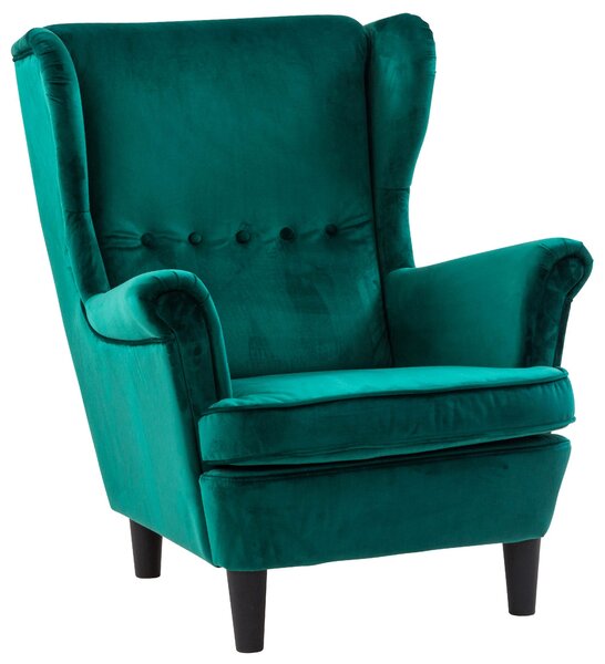 Poltrona Imbottita 84x102x103 cm in Tessuto Velluto Julia Plus Verde Petrolio