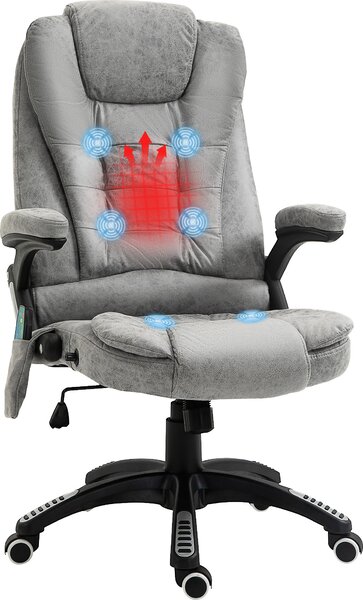 Sedia da ufficio Vinsetto con funzione dondolo, poltrona massaggiante con funzione calore, poltrona direzionale ergonomica con funzione massaggio, regolabile in altezza, grigio