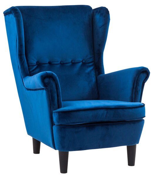Poltrona Imbottita 84x102x103 cm in Tessuto Velluto Julia Plus Blu Cobalto