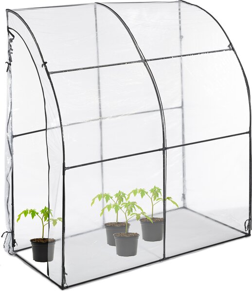 Serra per pomodori Relaxdays, telo in PVC, HBT: 215 x 200 x 100 cm, serra in telo calpestabile, trasparente/nera