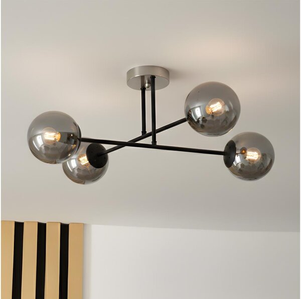 Brilagi - Plafoniera MALIVA 4xE14/15W/230V cromo opaco/fumé