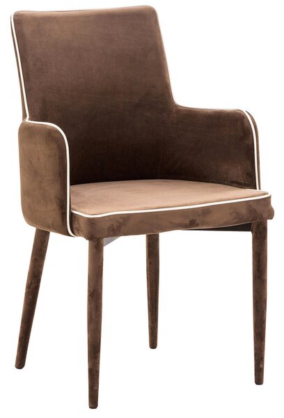 Poltrona Imbottita 56,5x53x87 cm in Tessuto Vellutato Plana Plus Cappuccino
