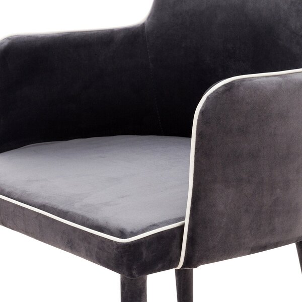 Poltrona Imbottita 56,5x53x87 cm in Tessuto Vellutato Plana Plus Cenere