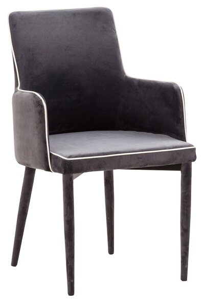 Poltrona Imbottita 56,5x53x87 cm in Tessuto Vellutato Plana Plus Cenere