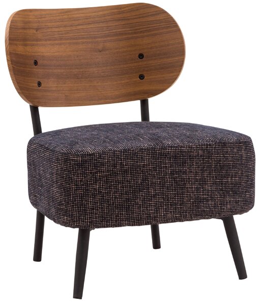 Poltrona Imbottita 58x64x72 cm in Legno e Tessuto Ora Nera