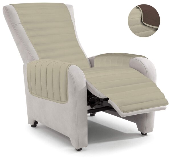 Copripoltrona Trapuntato Doubleface Tortora/Marrone