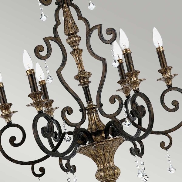 Quoizel QZ-MARQUETTE6-A - Lampadario a catena MARQUETTE 6xE14/60W/230V finitura bronzo