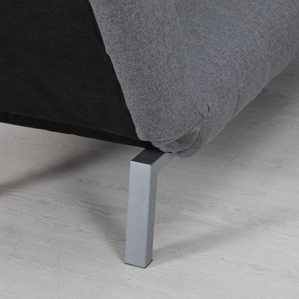 Poltrona Chaise Longue Letto 2 in 1 in Tessuto di Lino Grigio 80x153x84 cm