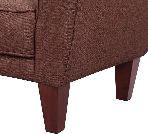 Poltrona Elegante Classica in Tessuto di Lino Marrone 84x65x82.4 cm