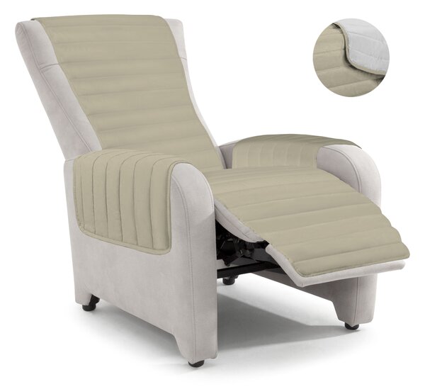 Copripoltrona Trapuntato Doubleface Tortora/Grigio Chiaro