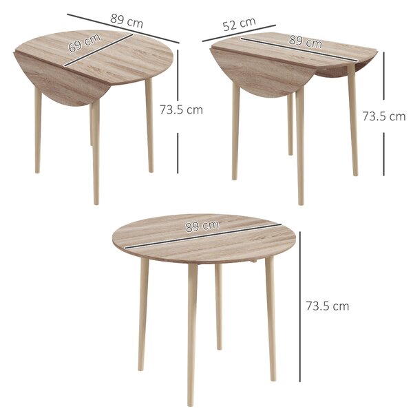 HOMCOM Tavolo Pieghevole Moderno a Ribalta per Cucina e Soggiorno, in Truciolato, Ø89x73.5 cm|Aosom